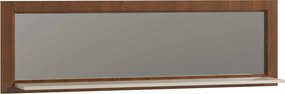 Poliță lemn masiv nuc Napoli cu Oglindă Crem/, 154 × 22 × 45 cm