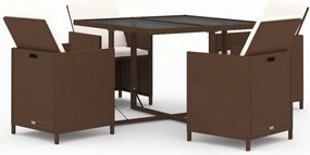 vidaXL Set mobilier de grădină, 5 piese, cu perne, maro, poliratan