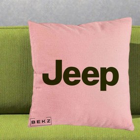 Perna Personalizata cu emblema Jeep, 40x40 cm, Roz, Husa Detasabila, Perna Inclusa, BEKZ®