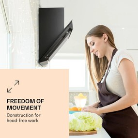 Zola 60, hotă de aburi, spatiu liber deasupra capului, 60 cm, 190 W, 610 m³ / h, LED, neagră