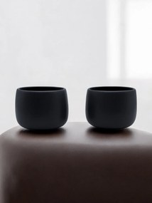 Set 2 Pahare Cafea NOVUM Vulcano Cappucino (Negru Carbon Mat 330ml) Flat White, Latte, Cappucino