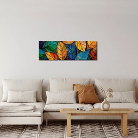 Tablou - Mozaic din frunze (cu ceas) (90x30 cm)