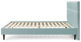 Pat matrimonial 180x200 cm turcoaz tapițat cu somieră Elyna – Bobochic Paris