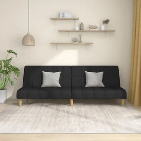 Canapea extensibila cu 2 locuri, negru, material textil