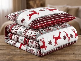 Lenjerie de pat din microfibra alb/rosu, CAPRIOARE