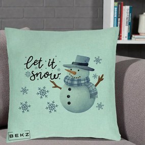 Perna Decorativa Let It Snow Om de Zapada, 40x40 cm, Verde Menta, Husa Detasabila, Perna Inclusa, BEKZ®