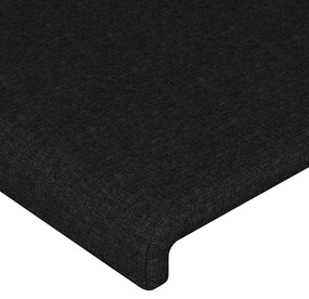 Tablie de pat cu aripioare, negru, 203x16x118 128 cm, textil 1, Negru, 203 x 16 x 118 128 cm