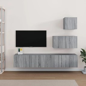 vidaXL Set dulapuri TV, 4 piese, gri sonoma, lemn prelucrat