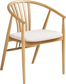 Scaun de dining în culoare naturală cu cotiere din lemn de stejar Agustin – House Nordic