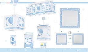 Veioza camera copii cu detalii ce stralucesc in intuneric, Moon Light albastru 63230T DB