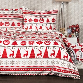 Lenjerie de pat de Crăciun din microflanel 4Home Christmas Time roșu, 160 x 200 cm, 70 x 80 cm, 160 x 200 cm, 70 x 80 cm