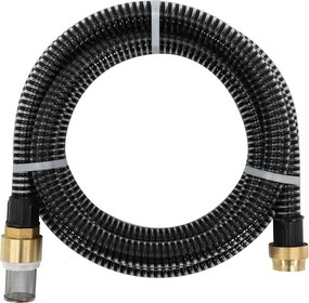 vidaXL Furtun de aspirație cu racorduri din alamă, negru 1,1" 7 m, PVC