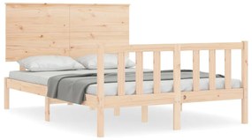 3193376 vidaXL Cadru de pat cu tăblie, dublu, lemn masiv