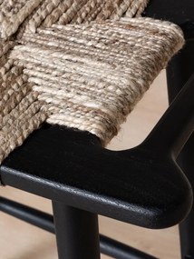 Scaun de bar fara spatar, din lemn de acacia si lana impletita, " Ovira "