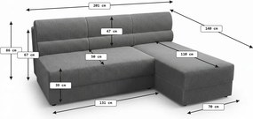 OFERTA Canapea extensibila reversibila in forma de L TAVERO SLIM 201x140 cm, bej deschis calitatea II