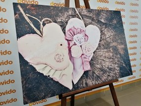 Tablou handmade inimioară pe trunchi