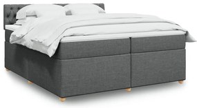 vidaXL Pat box spring cu saltea, gri închis, 200x200 cm, textil
