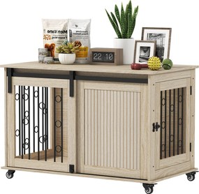 PawHut Cușcă pe roți, ușă culisantă, 100 x 56 x 65 cm, lemn, oțel | Aosom Romania