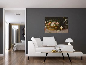 Tablou - Jan Brueghel the Elder, Flowers in a Basket and a Vase, reproducere (90x60 cm)