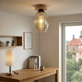 BRILAGI - LED Plafonieră R GLASS 1xE27/60W/230V Ø 17 cm stejar/fumat bej