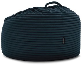 Fotoliu bean bag albastru închis cu tapițerie din catifea reiată Socrate – Bobochic Paris