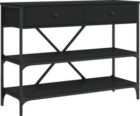 vidaXL Masă consolă cu sertare și rafturi negru lemn prelucrat
