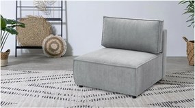 Modul pentru canapea gri deschis cu tapițerie din catifea reiată (de mijloc) Nihad modular – Bobochic Paris