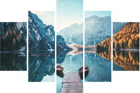 Tablou - Bărci pe Lacul Braies (150x105 cm)