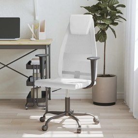 353025 vidaXL Scaun birou reglabil în înălțime, alb, piele artificială/plasă