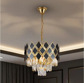 Brilagi - Candelabru cu lanț CRISTAL 5xE14/40W/230V Ø 38 cm auriu/negru