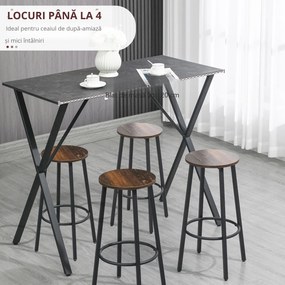 HOMCOM Masă de Bar Rectangulară pentru 4, Blat Efect de Marmură, Design Modern, 120x60x102 cm, Negru | Aosom Romania