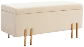 HOMCOM Bancă de Depozitare cu Șezut Tapițat și Picioare Lăcuite Aurii, 100x40x42 cm, Gri | Aosom Romania