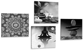 Set tablouri armonie Feng Shui în design alb-negru