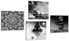 Set tablouri armonie Feng Shui în design alb-negru