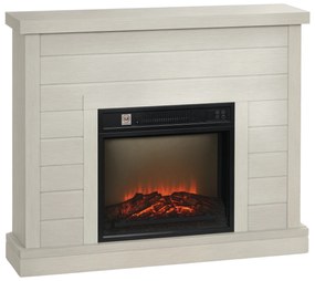 HOMCOM Șemineu Electric cu Flacără 3D, Oprire Automată, Încălzire Reglabilă și Temporizator, 96,5x22x81,7 cm, Gri Deschi | Aosom Romania