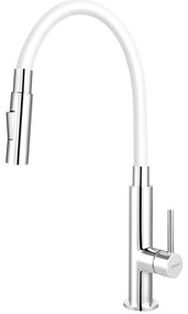 Baterie de chiuvetă cu pipă flexibilă FERRO crom lucios/alb