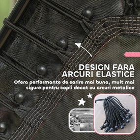 HOMCOM Trambulină Elastică pentru Copii 3-10 Ani cu Intrare cu Fermoar și Bare Căptușite, Ø163,5x190 cm, Roz | Aosom Romania