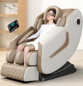 RESIGILAT- Fotoliu de Masaj GAIUS, Masaj role, Masaj airbaguri, Incalzire, Bluetooth, Zero Gravity, 2 Boxe, Moduri Automate, Reflexoterapie si Presopunctura, Display, Suport picioare extensibil, Piele Ecologica, Bej