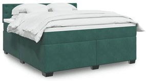 3286393 vidaXL Pat box spring cu saltea, verde închis, 180x200 cm, catifea