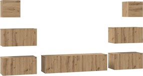 vidaXL Set comodă TV Pe perete 8 pcs Stejar Artizanal Lemn compozit