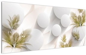 Tablou - 3D cercuri cu flori (120x50 cm)