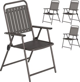 Outsunny Set de 4 scaune de grădină exterioare pliabile cu cotiere, spătar şi şezut, cadru metalic 55x63x93 cm Maro | Aosom Romania
