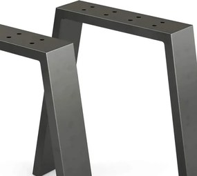 Set 2 picioare metalice pentru măsuță de cafea, design industrial, negru mat