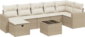 vidaXL Set canapele de grădină, 8 piese, cu perne, bej, poliratan