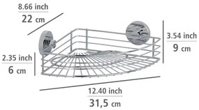 WENKO 20887100 - Poliță VACUUM-LOC rotundă, din oțel, 31x22,5 cm, crom lucios