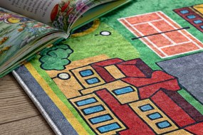 BAMBINO 61500 covor lavabil Oraș, străzi pentru copii anti-alunecare - verde / gri