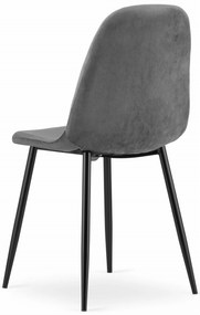 OFERTA Scaun de catifea gri închis COMO, cu picioare negre, calitate II