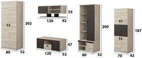 Bibliotecă living Diana, sonoma + wenge