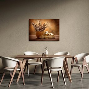 Tablou pe sticlă cu ou și pisicuțe (70x50 cm)