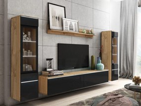 Mobilier living Selwyn II (wotan + Negru lucios ) (iluminat LED Alb). 1054051